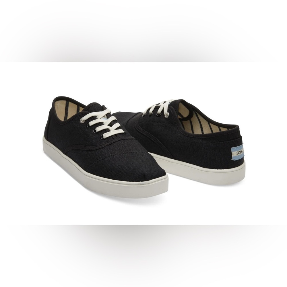 TOMS Men's Canvas Cupsole Cordone Sneakers Sz 10 black white